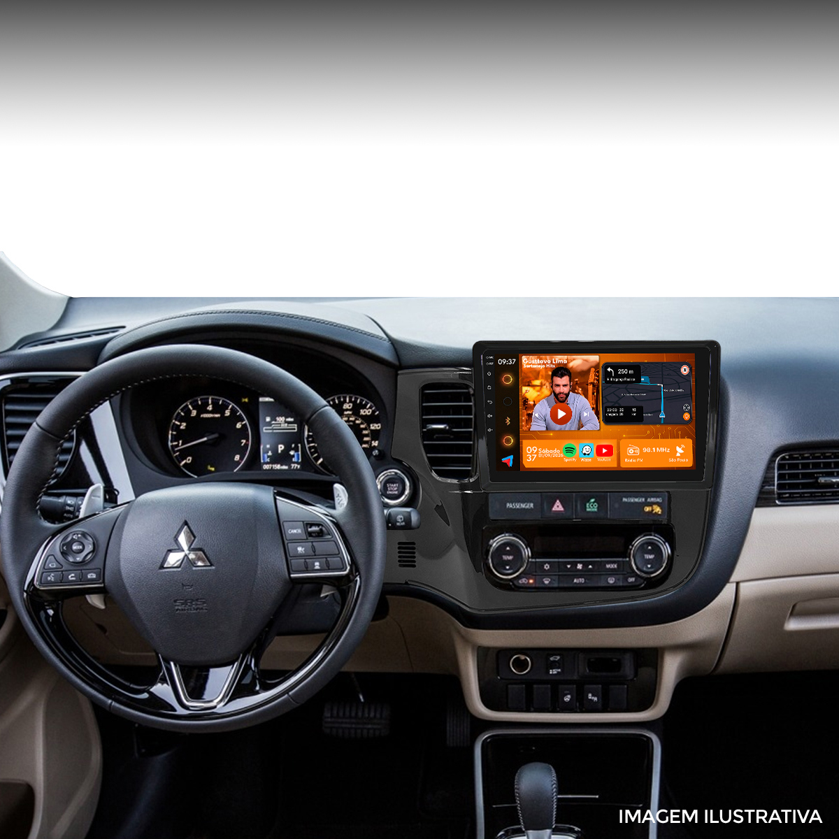 Central Multimídia Outlander 2014 a 2022 9” CarPlay Android Auto