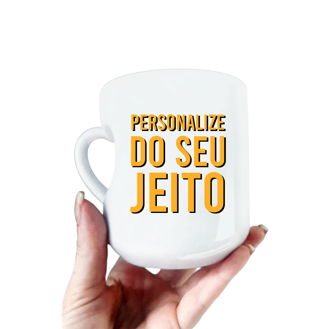 Caneca Porcelana Personalizada com sua ideia Alças Brancas e