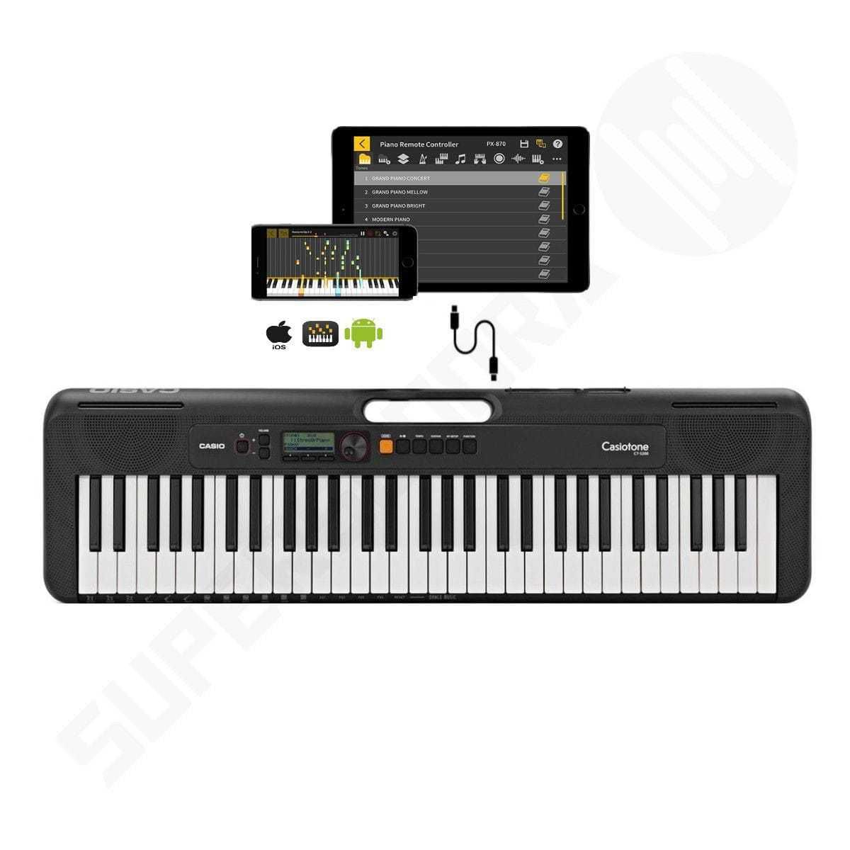 Teclado Musical Casio CT-S200 Preto Kit Completo - Super Sonora