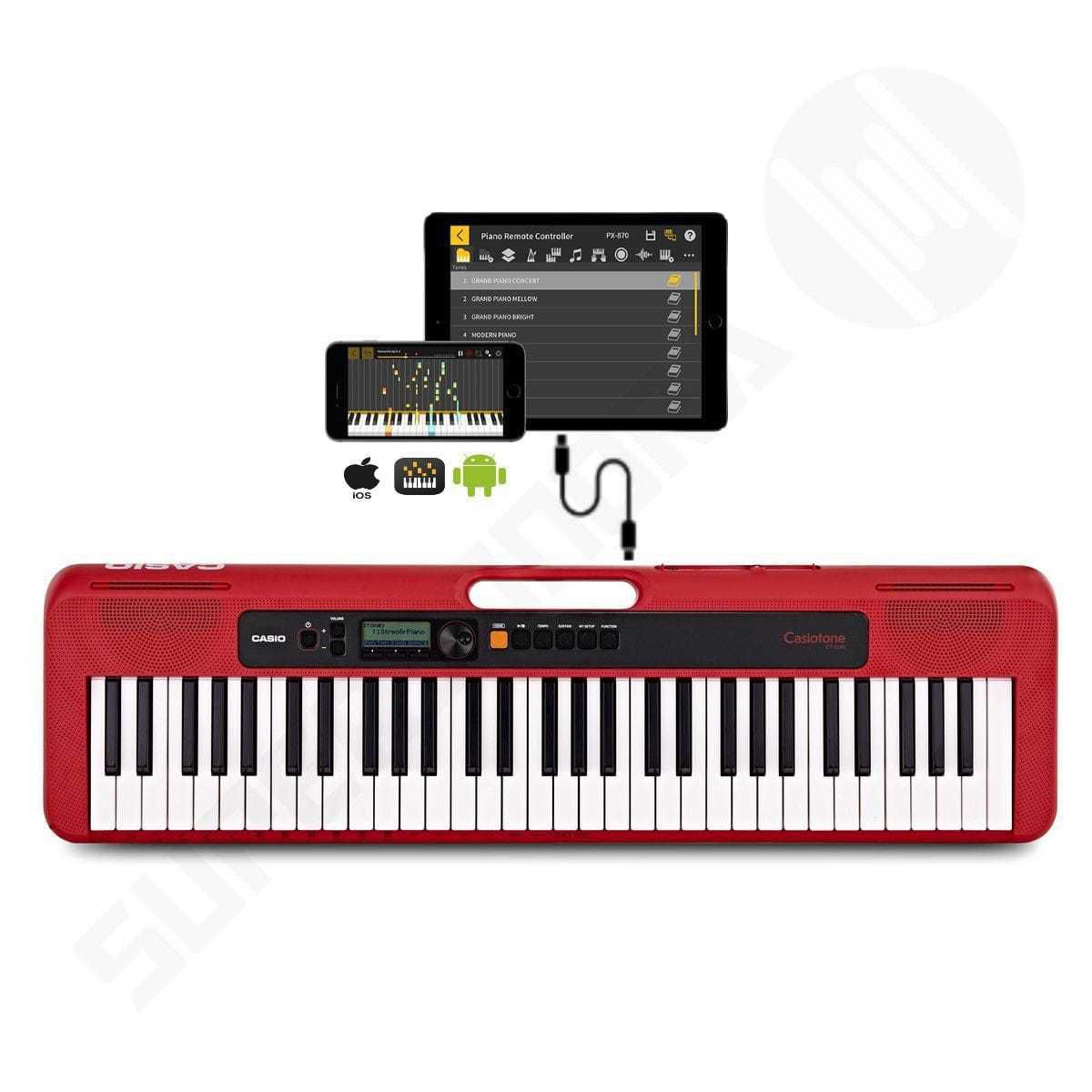 Teclado Casio CTS200 vermelho com Suporte em X - Super Sonora