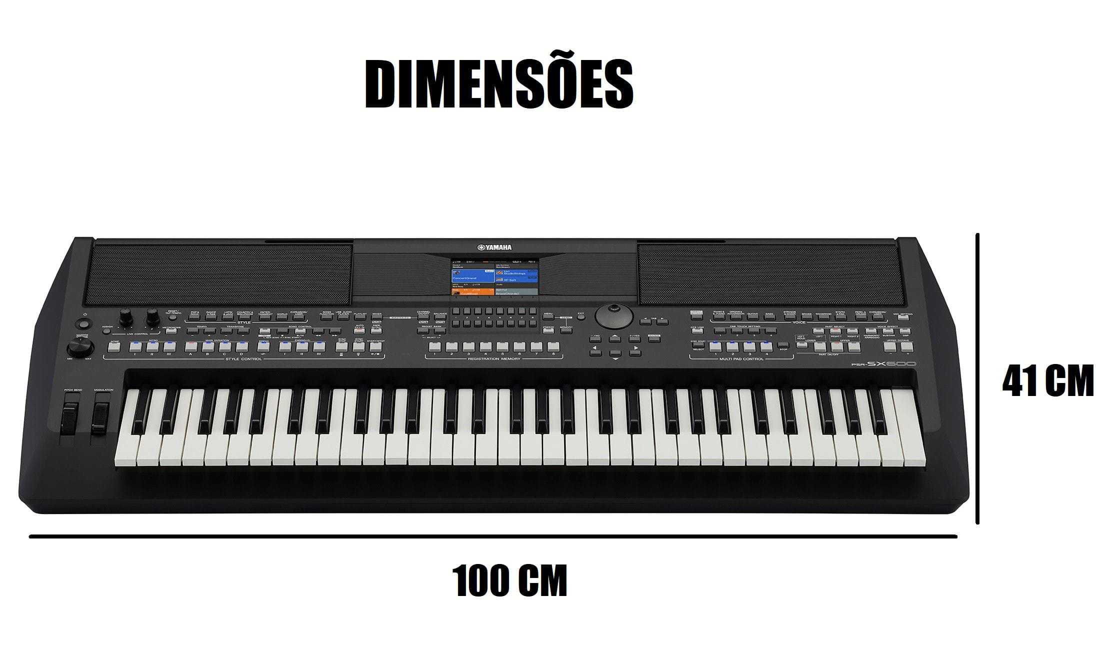 Teclado Yamaha PSR-SX600 com Suporte, Banqueta e Pedal - Super