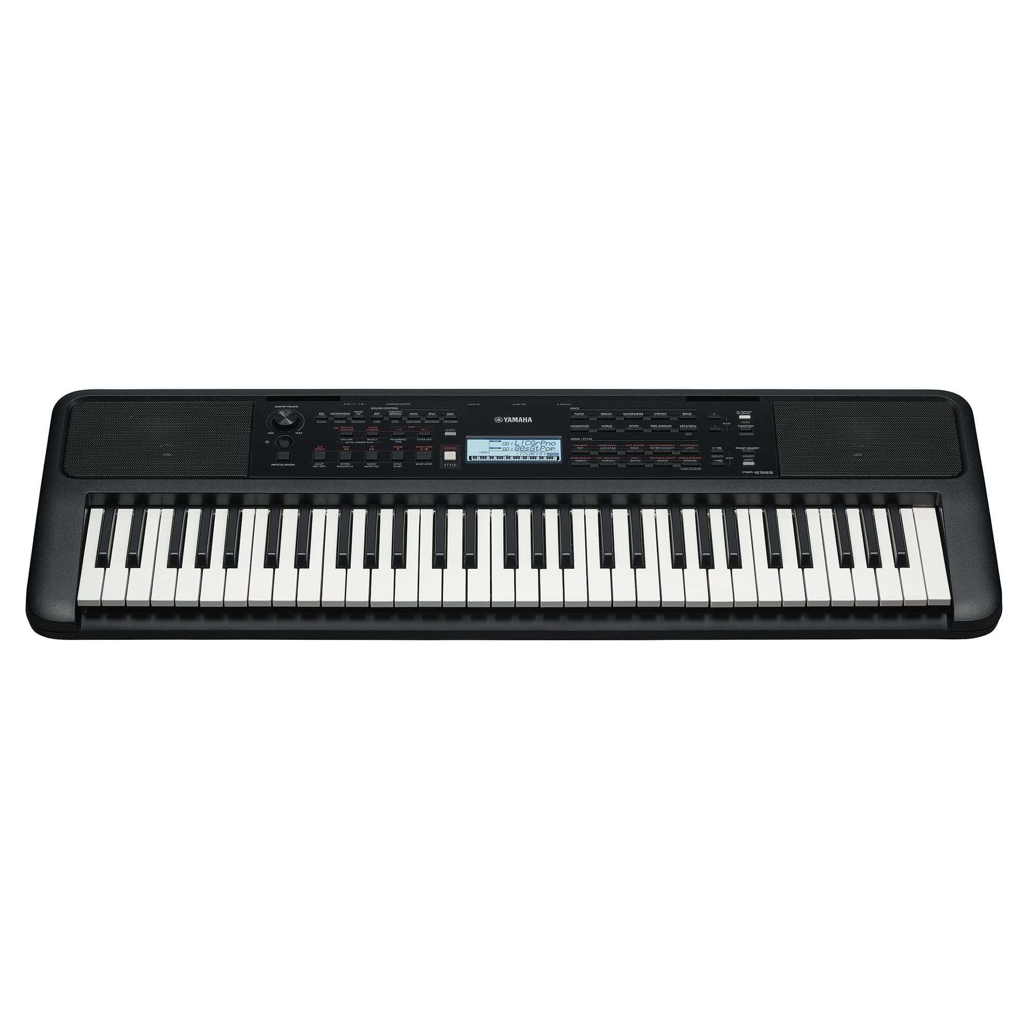 Teclado Yamaha PSR-E383 com Suporte, Capa e Pedal – Super Sonora