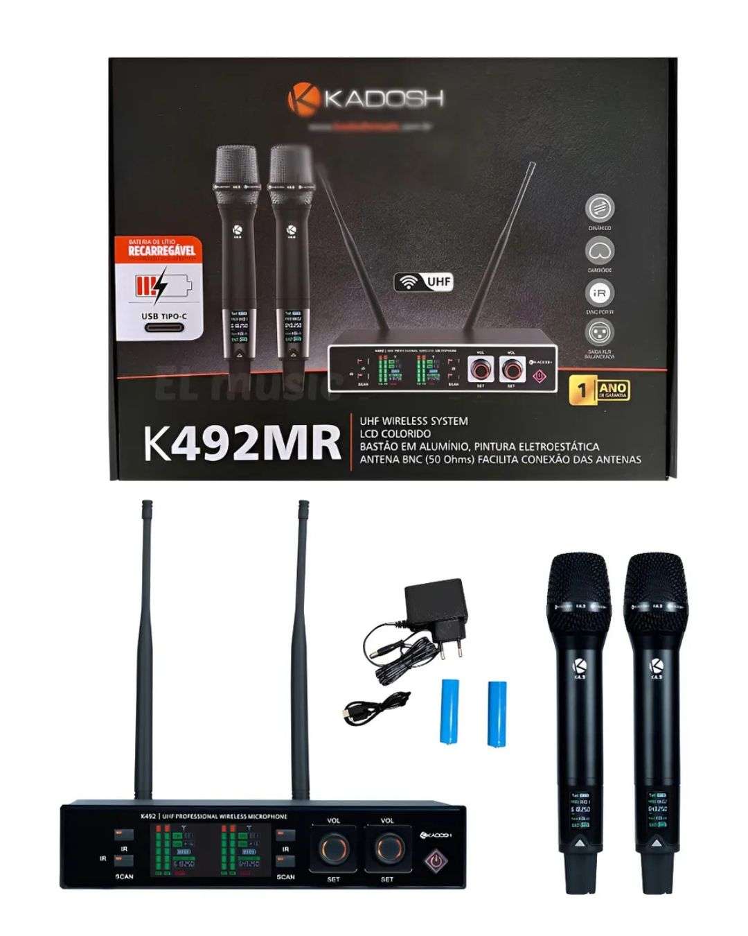 Microfone Duplo Kadosh K-492MR sem Fio | Super Sonora - Super