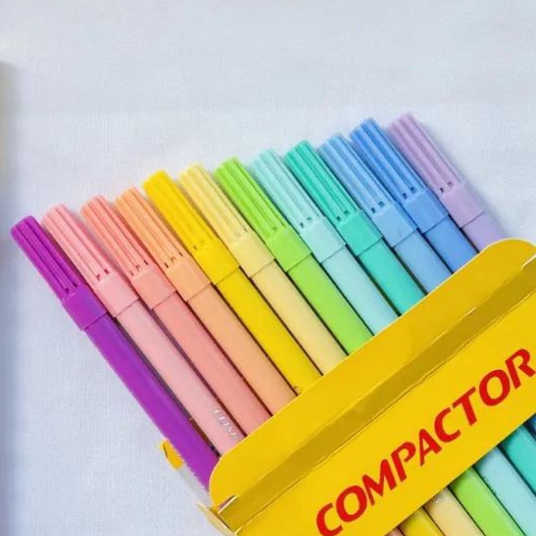 Caneta Hidrográfica Neo-Pen Tom Pastel 12 Cores Compactor - Kleber