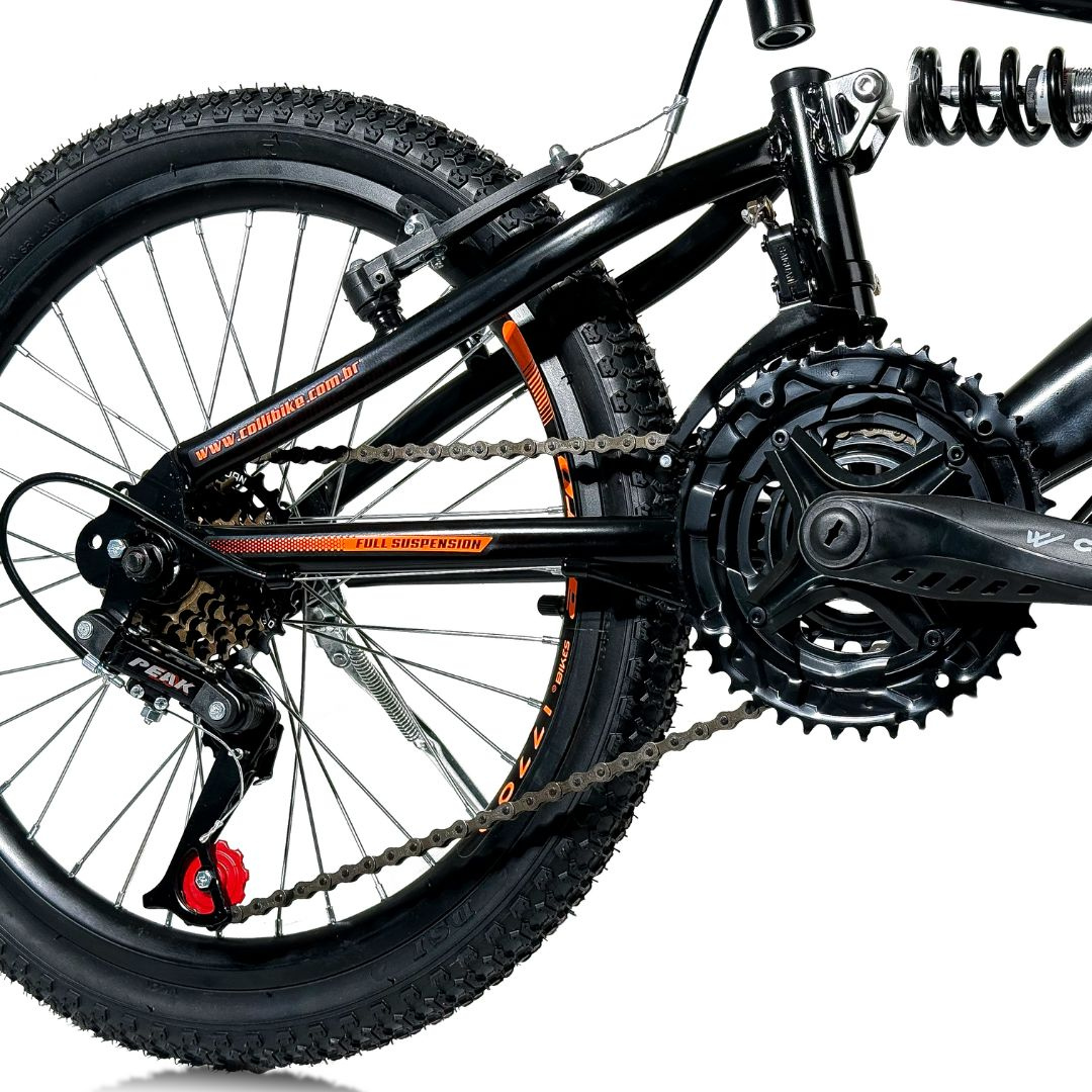 Bicicleta GPS Preto Fosco Dupla Suspensão 21 Marchas Aro 20 310