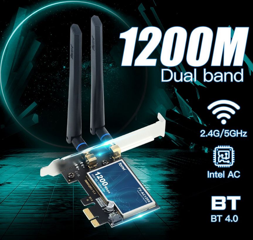 Placa wifi 5g com Bluetooth 4.0 Pcie Dual Band duas antenas para PC e ...