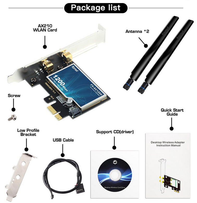 Placa wifi 5g com Bluetooth 4.0 Pcie Dual Band duas antenas para PC e ...