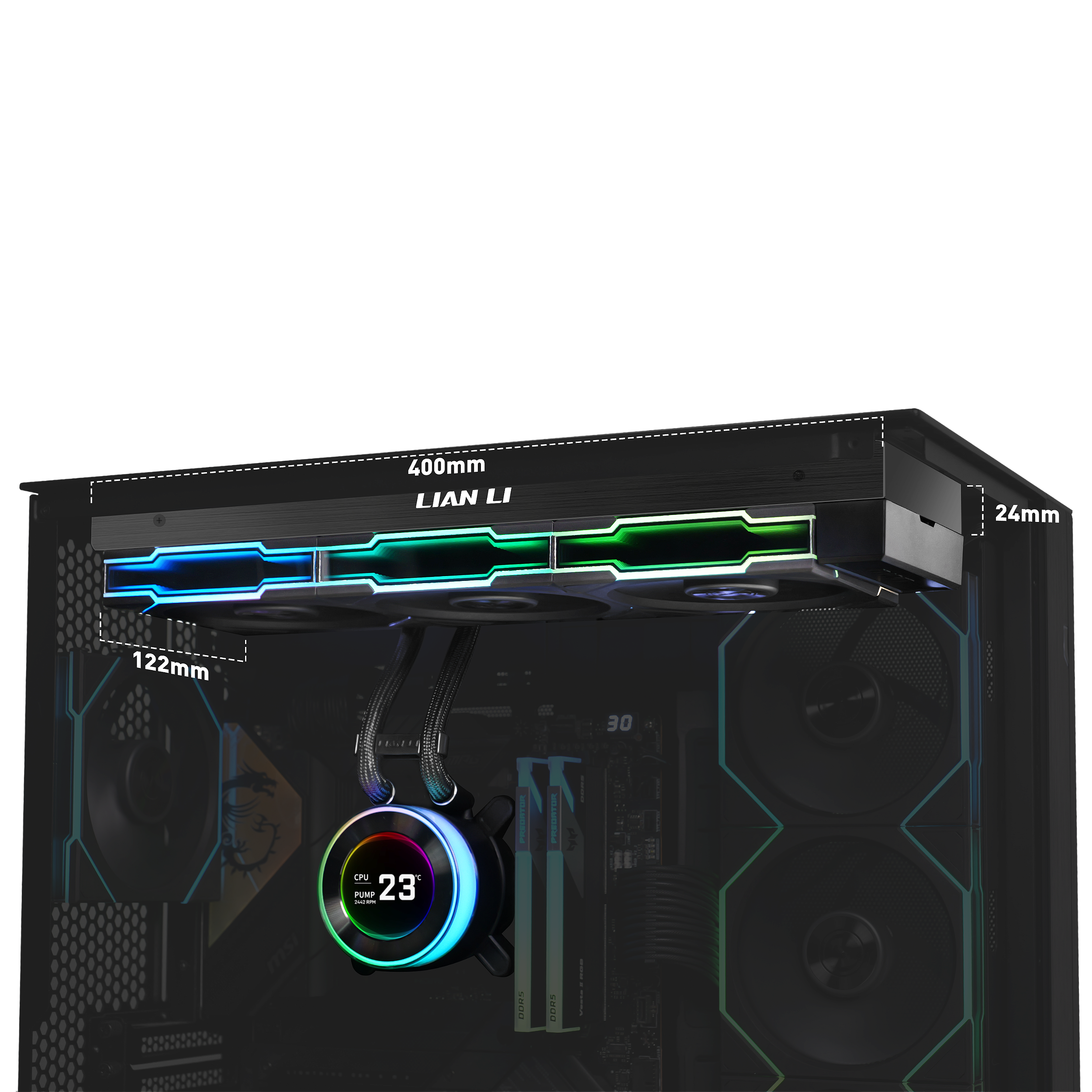 Water Cooler Lian Li Hydroshift II LCD-C 360TL Preto Com Tela IPS