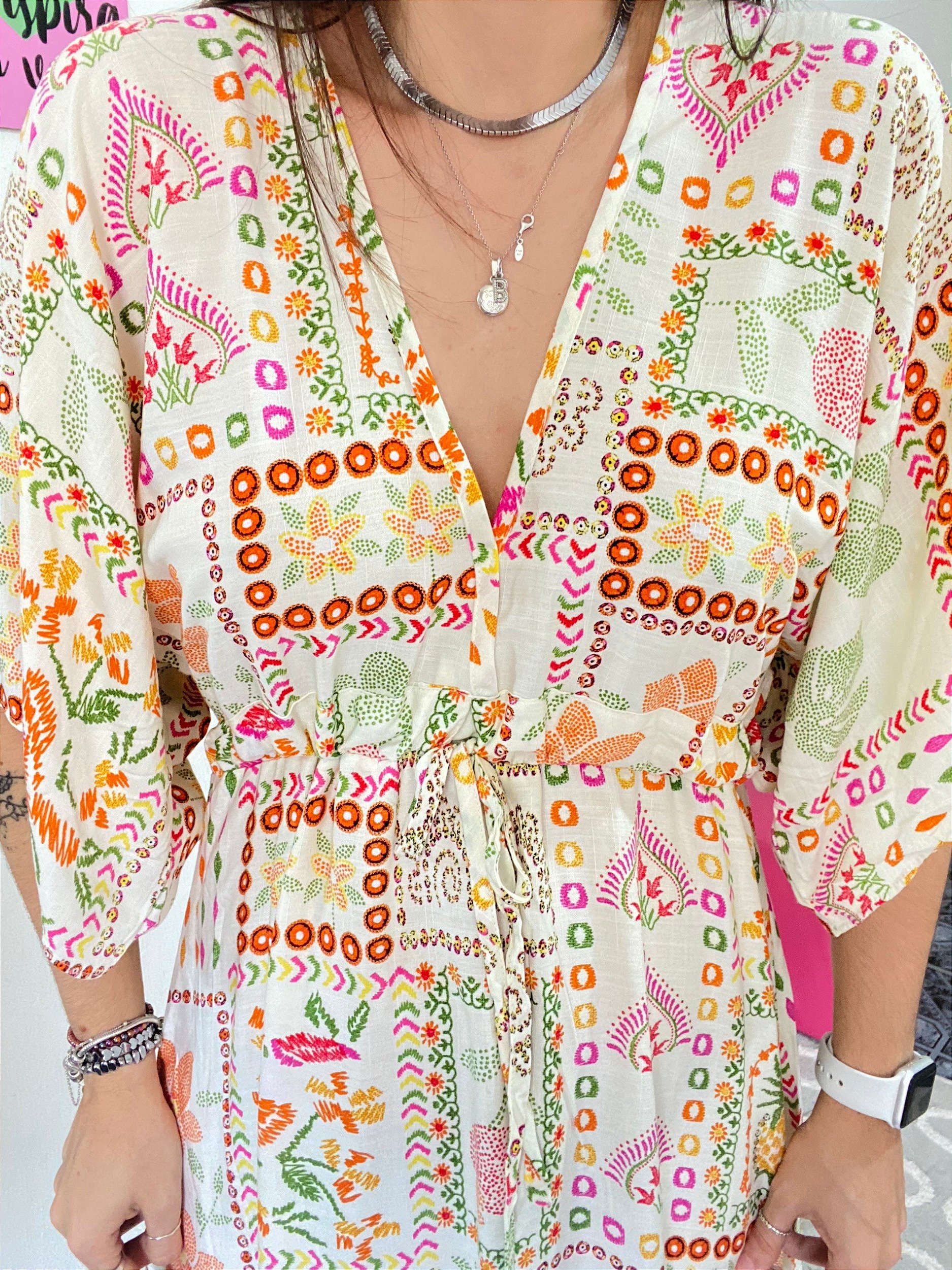 Vestido midi 2025 jardim colorido