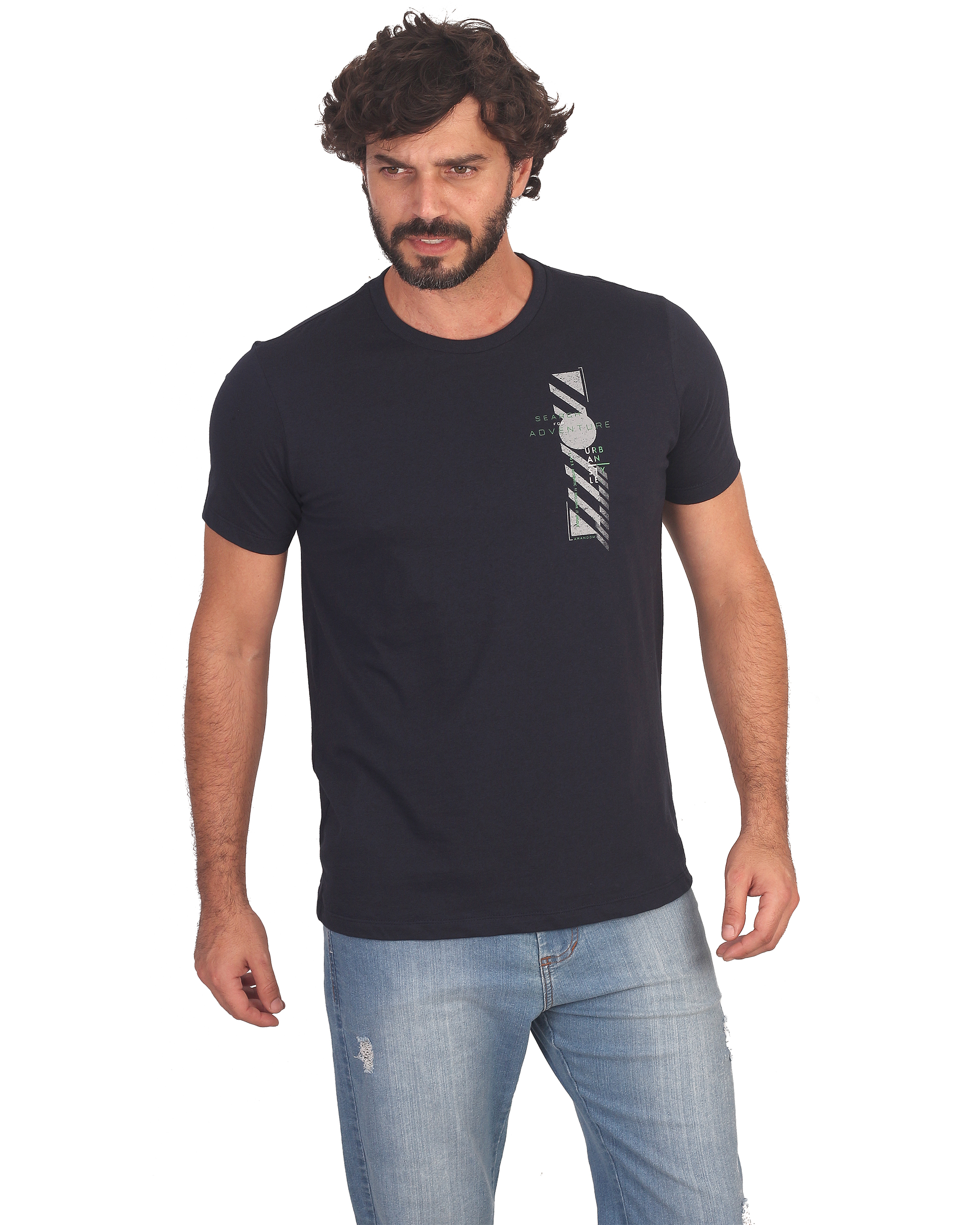 Camiseta Meia Malha Estampa Search For Adventure, 100% Algodão - Arandom  Menswear