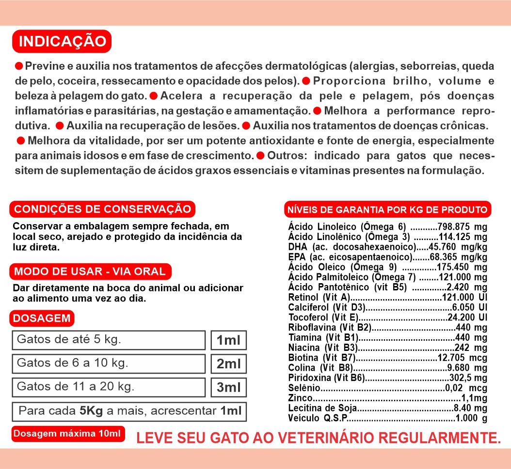PowerAnimal Para Gatos Elimina a queda de pelos c/ Omegas e vitaminas ...