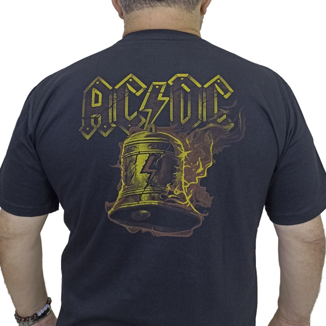 T-Shirt Rock AC/DC Hells Bells - Mixte Homme/Femme - Noir - Coton - Neuf Avec Étiquettes