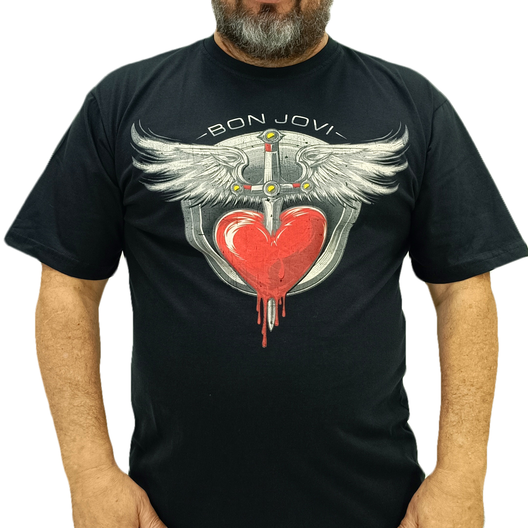 Camiseta Bon Jovi Espada Coração - Véio do Rock