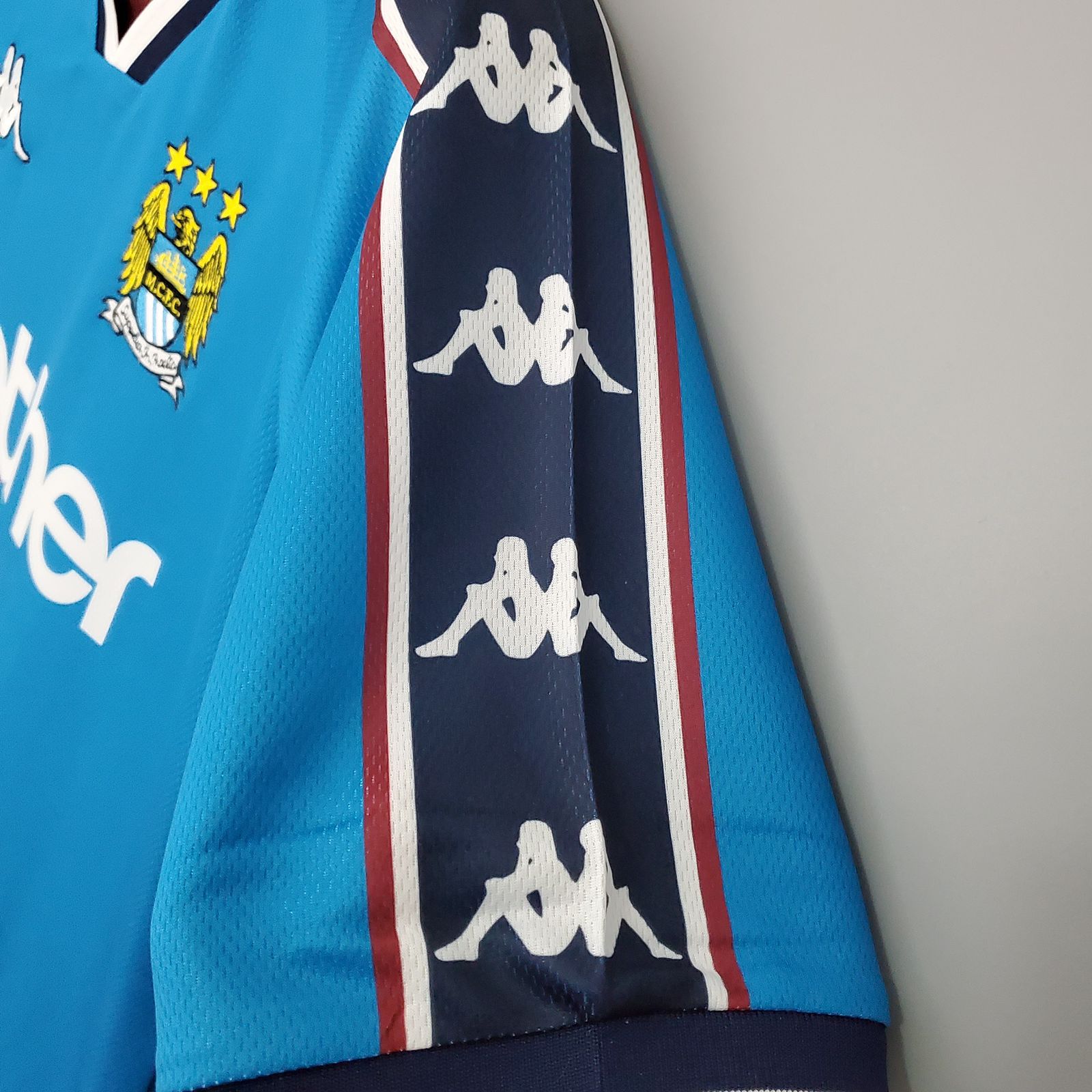 ウェア Manchester City 97/99  Camisa Manchester City Home Retrô 97/99 Torcedor Masculina - Azul