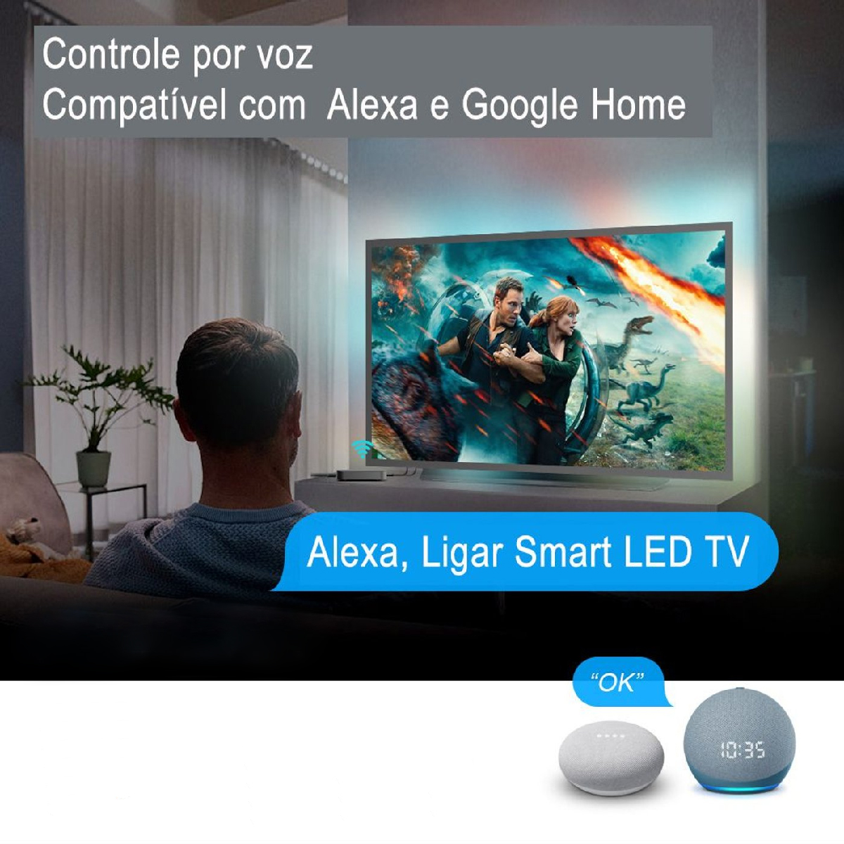 Kit Fita Led Smart Sincroniza Luz Com Tv Compatível Alexa - Outlet Bragante
