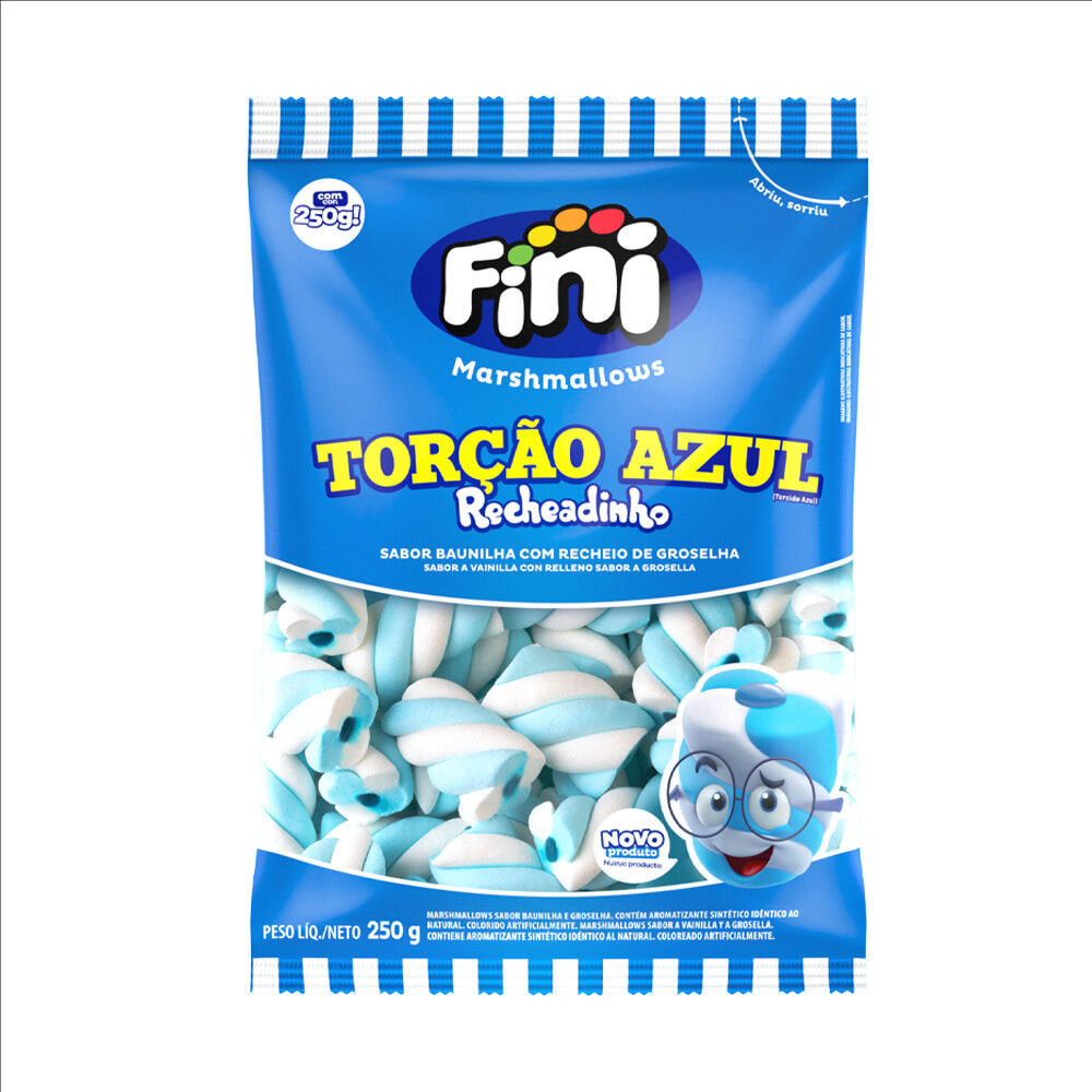 Marshmallow Recheado Torção Azul 250g Fini Alegra Festa Artigos Para Festas 6592