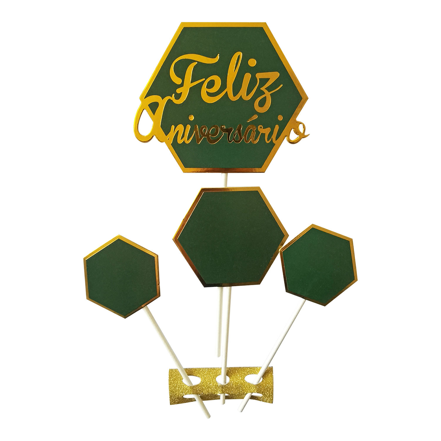 Bolo de aniversário - Verde e dourado