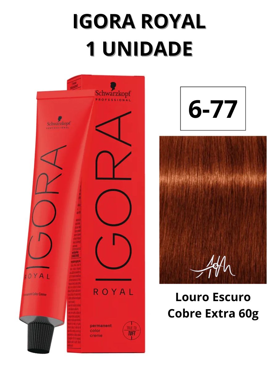 Coloração Schwarzkopf Igora Royal 60g - Cor 6-77 Louro Escuro