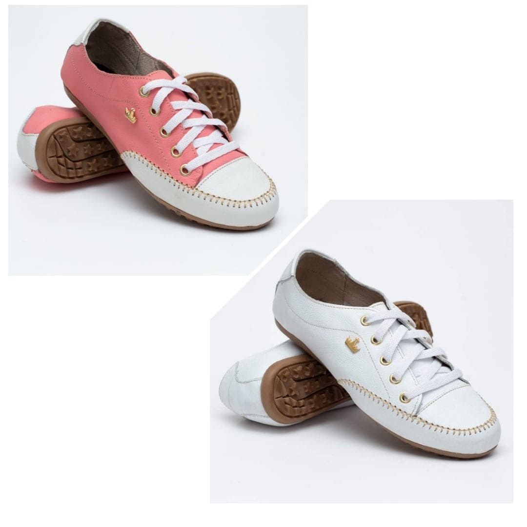 Kit 2 Pares Tênis Feminino Casual Sbelta Conforto - Branco+Rosa