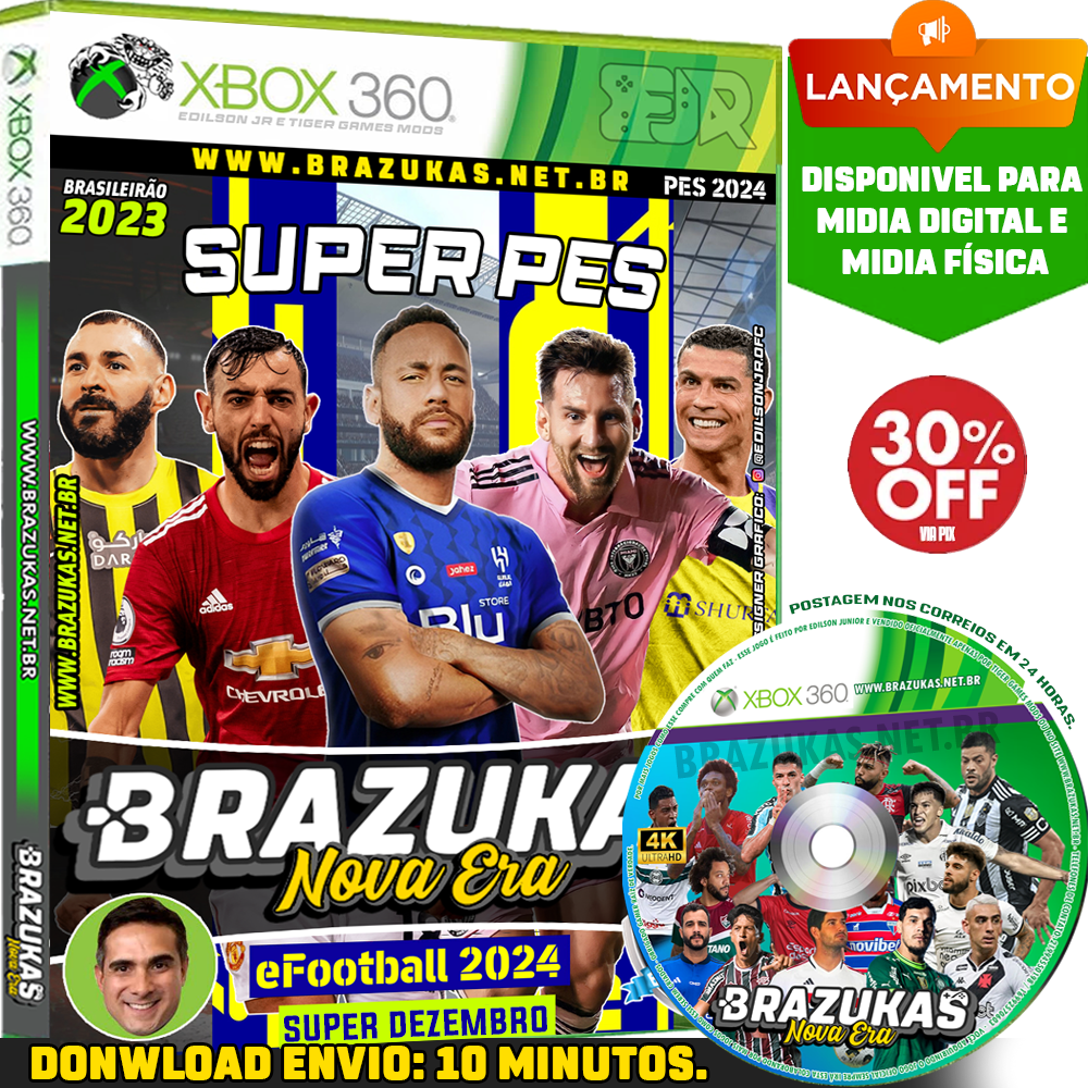 Jogo Futeboll Xbox 360 Pes2023 Brasukas Atualizado