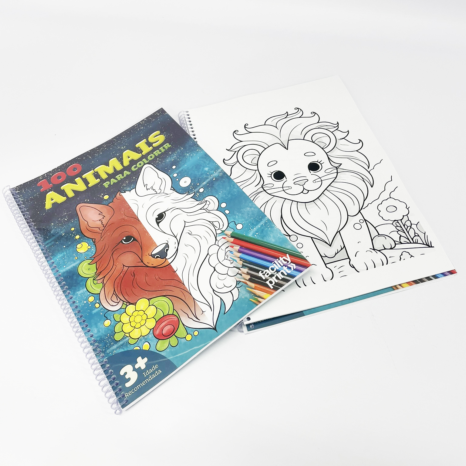 Caderno de Desenho - 100 Animais para Colorir - Facility Print Soluções  Gráficas, image size:1536x1536