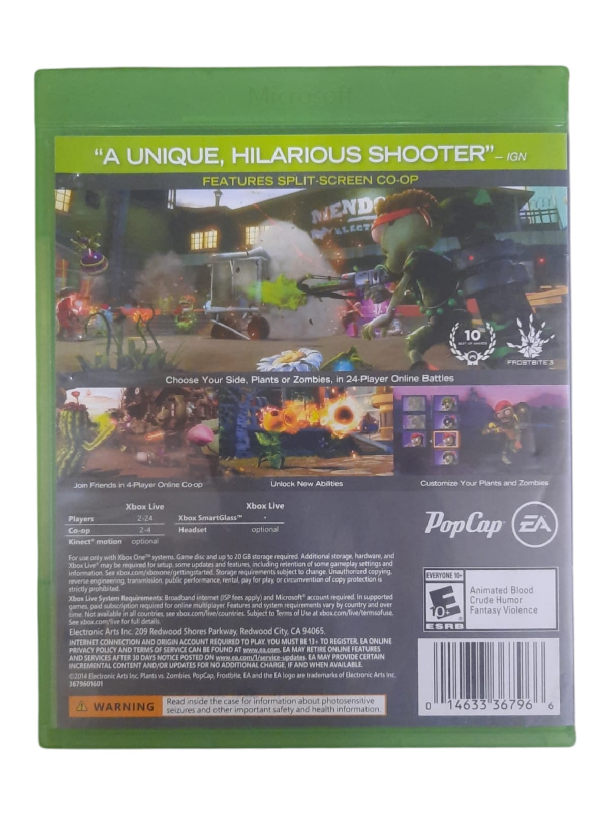 PLANTS VS ZOMBIES GARDEN WARFARE - USADO - XBOX ONE - World Colecionáveis