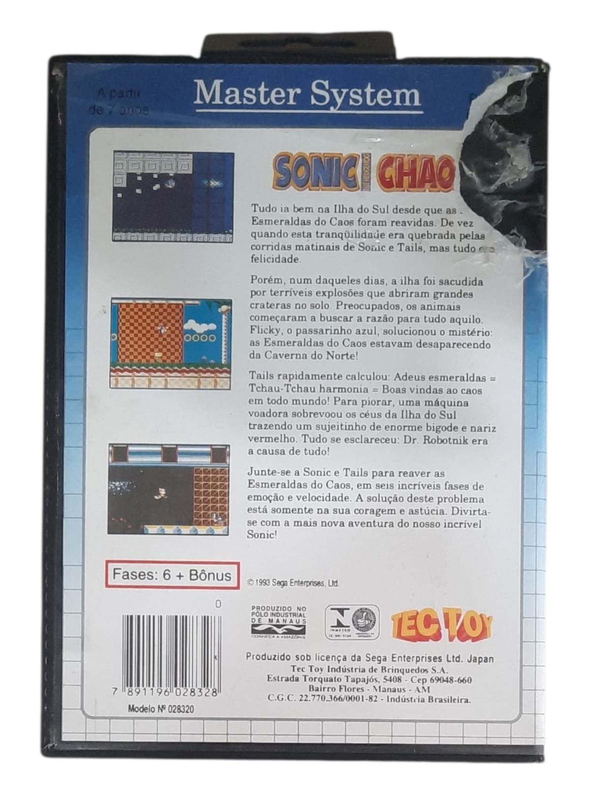 SONIC THE HEDGEHOG CHAOS - USADO - MASTER SYSTEM - World Colecionáveis