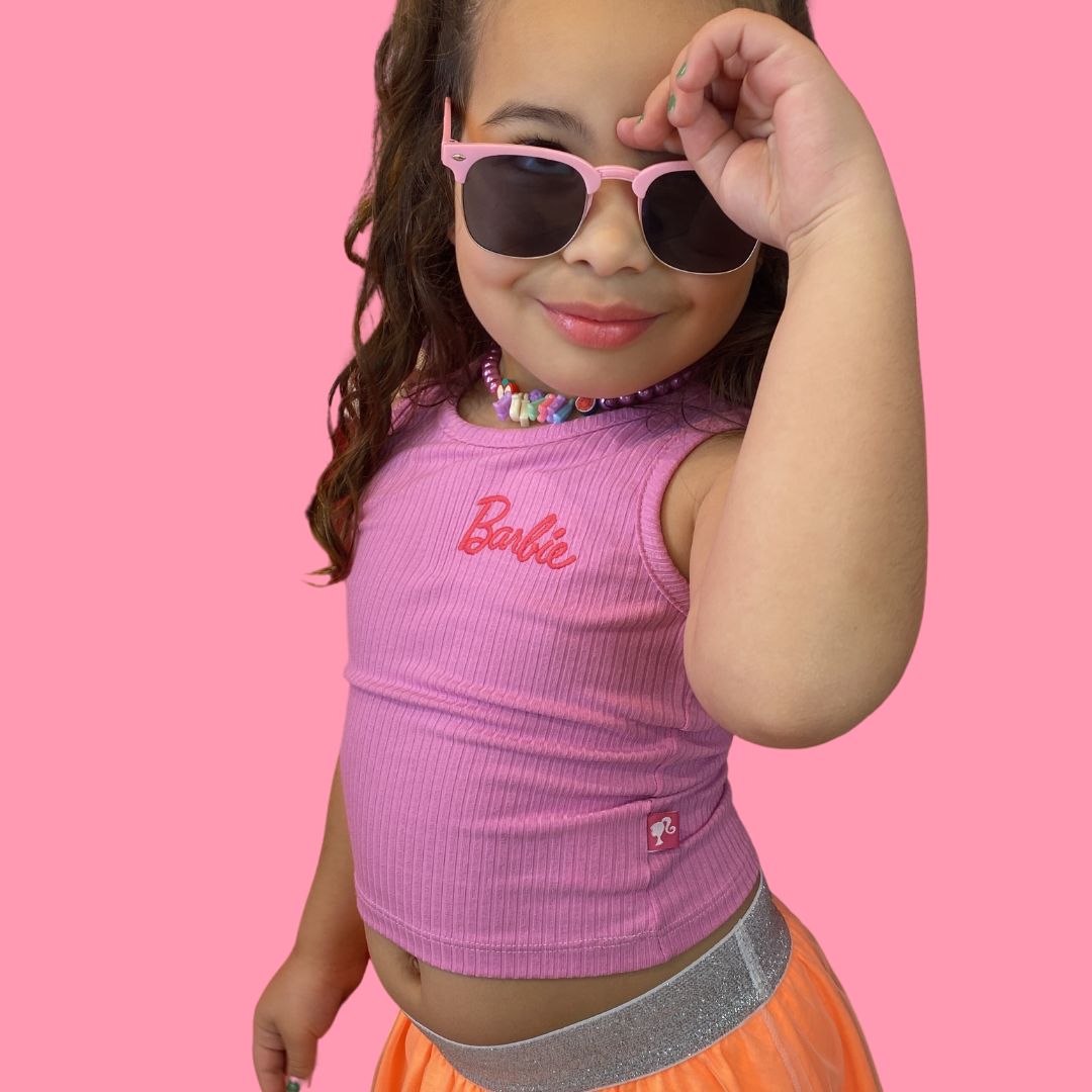 Conjunto Infantil Barbie Roupa Short Blusa Cropped Menina