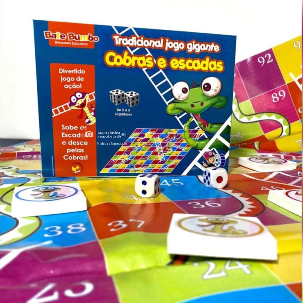 Jogo Tradicional Cobras e Escadas Gigante - CELL Brinquedos Educativos ®