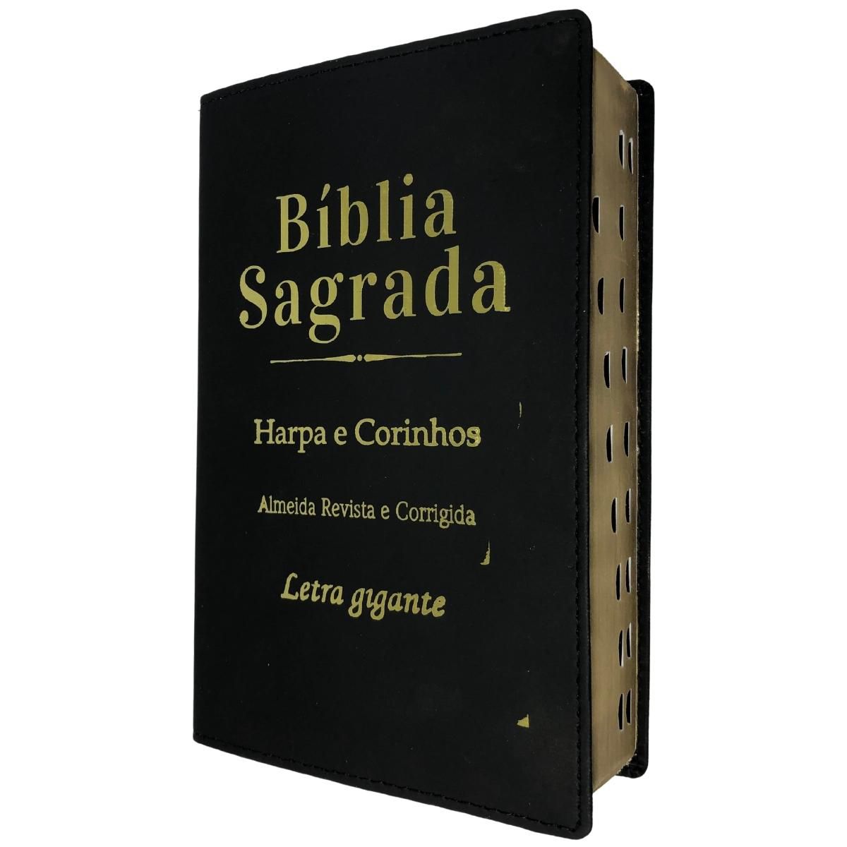 Bíblia sagrada letra grande arc índice com harpa luxo - Bíblia