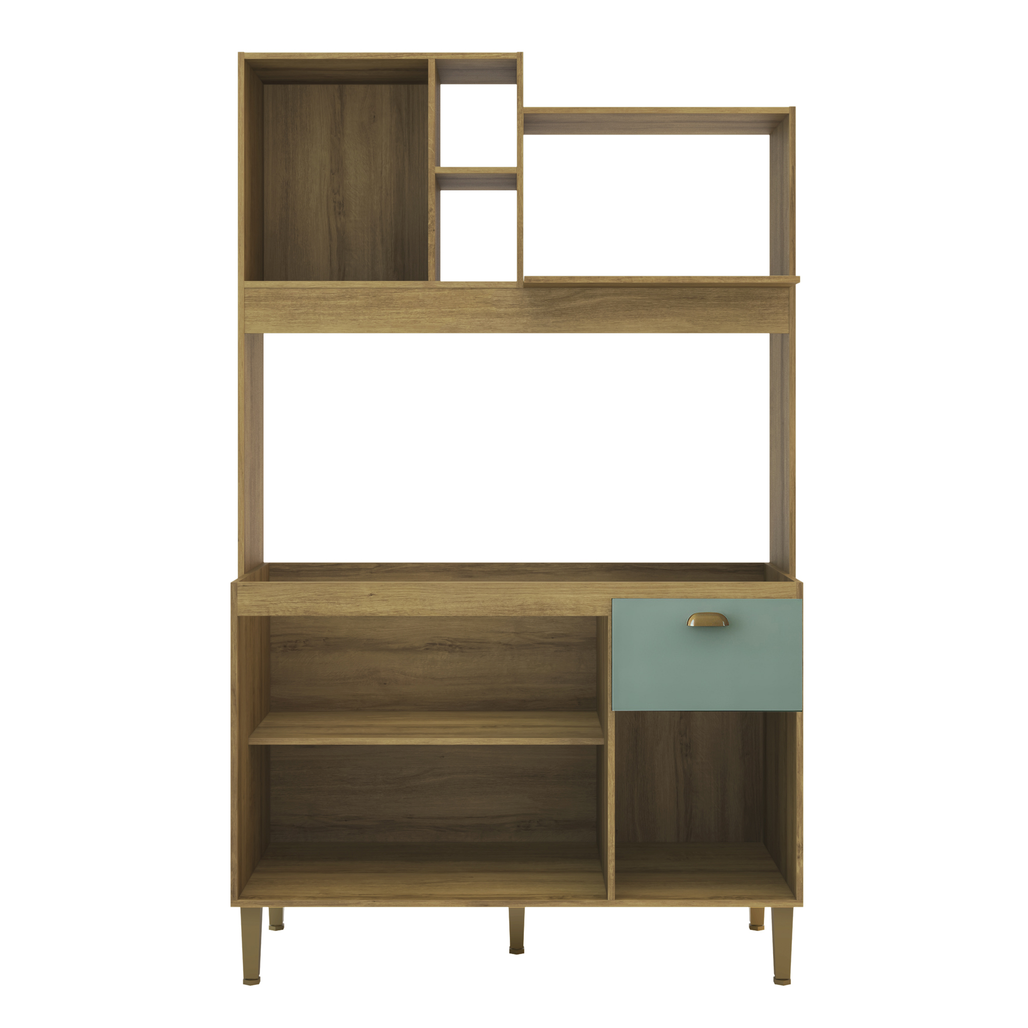 Cozinha Compacta Balcão e Armário Microondas 123cm 4 Portas