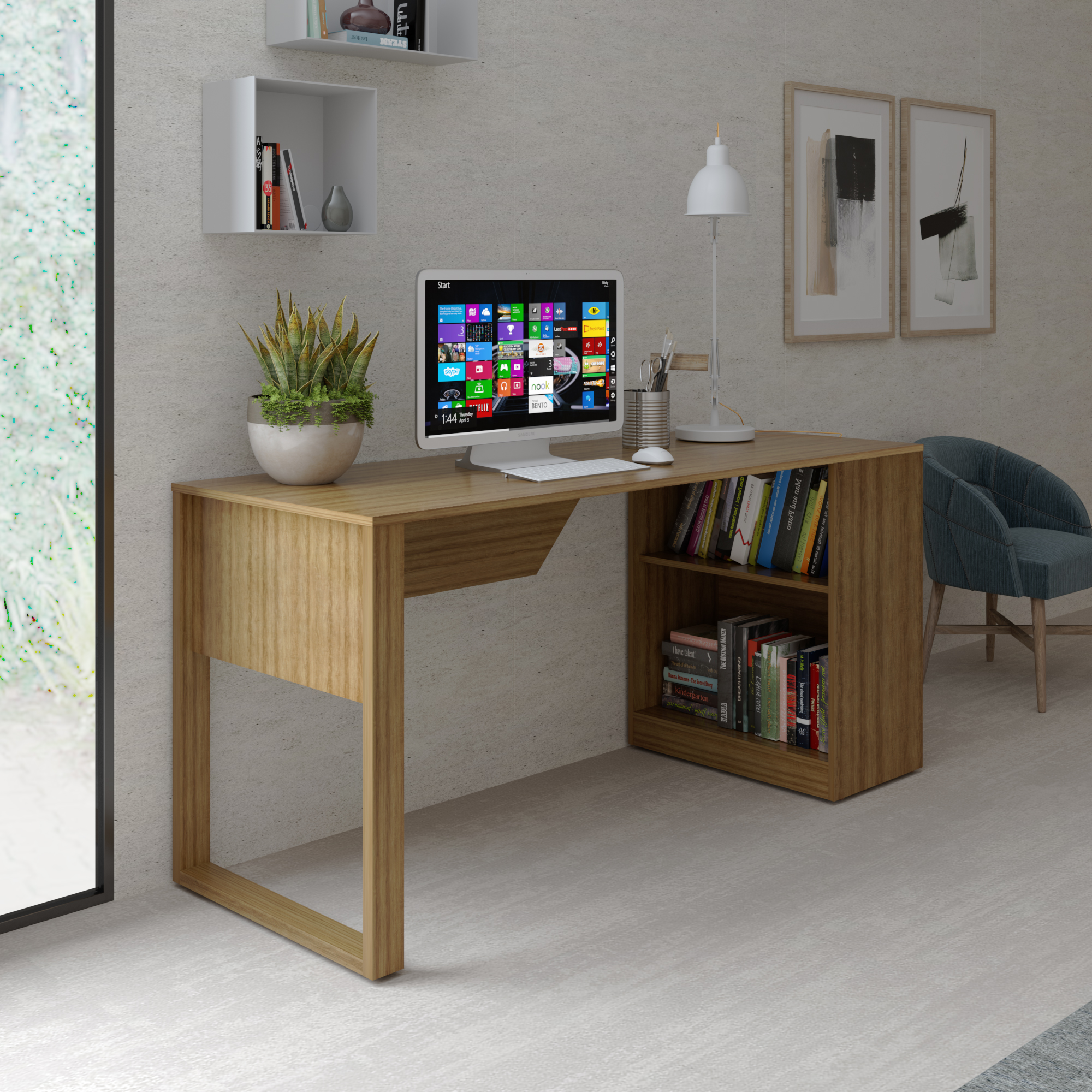 Mesa para escritório ME4182 Branca Tecnomobili - ClickCasa | Loja