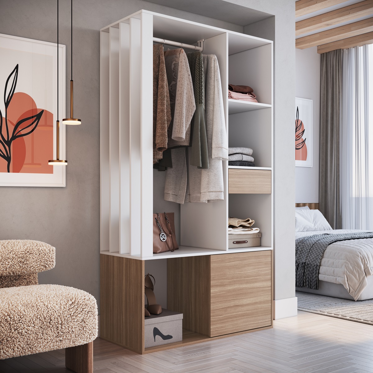 Guarda-Roupa Closet Moderno Grande 100cm 1 Porta e 1 Gaveta em MDP ...