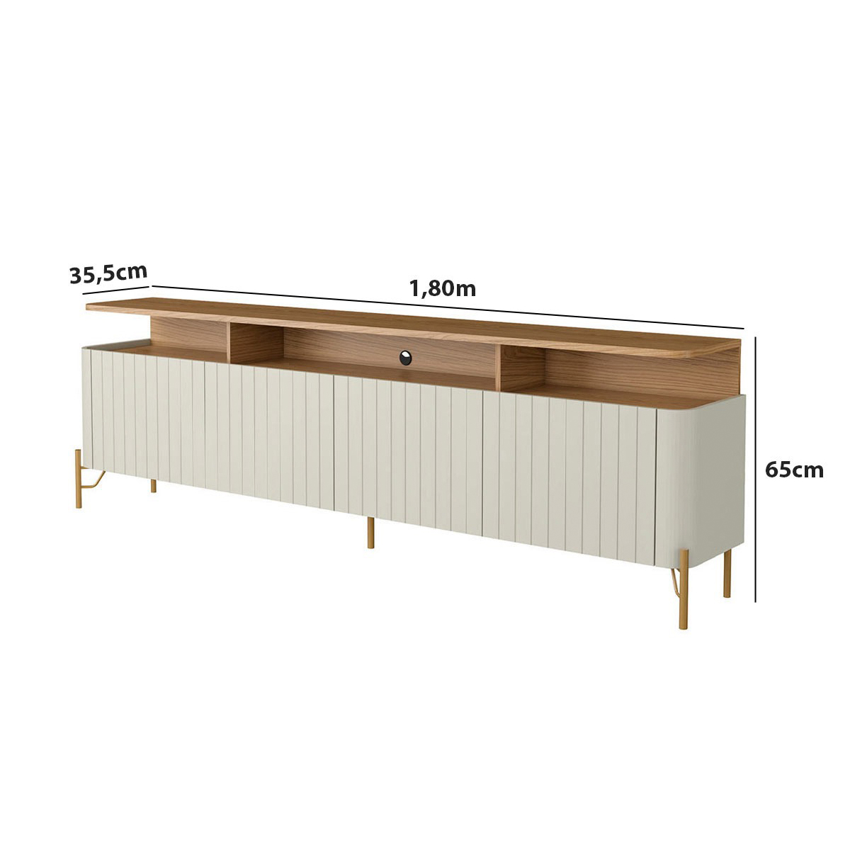 Rack para Sala 180cm 4 Portas Brise em MDF e Pés de Metal