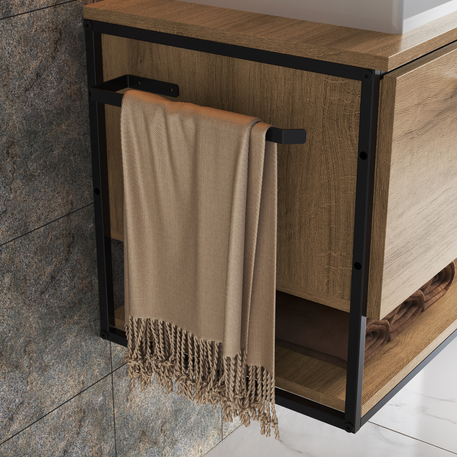 Gabinete Suspenso para Banheiro Estilo Industrial 80cm Sem Cuba