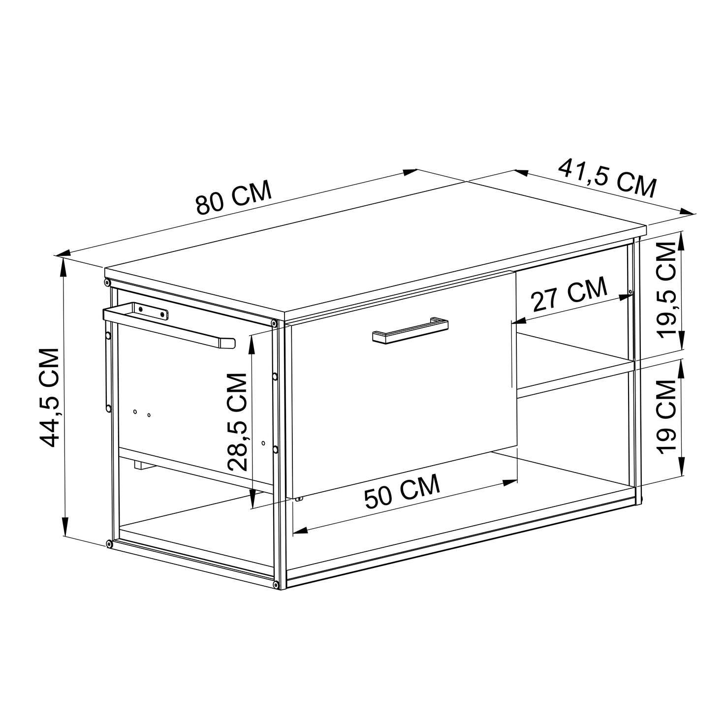 家具 benavente SL-53 Gabinete Suspenso para Banheiro Estilo Industrial 80cm Sem Cuba