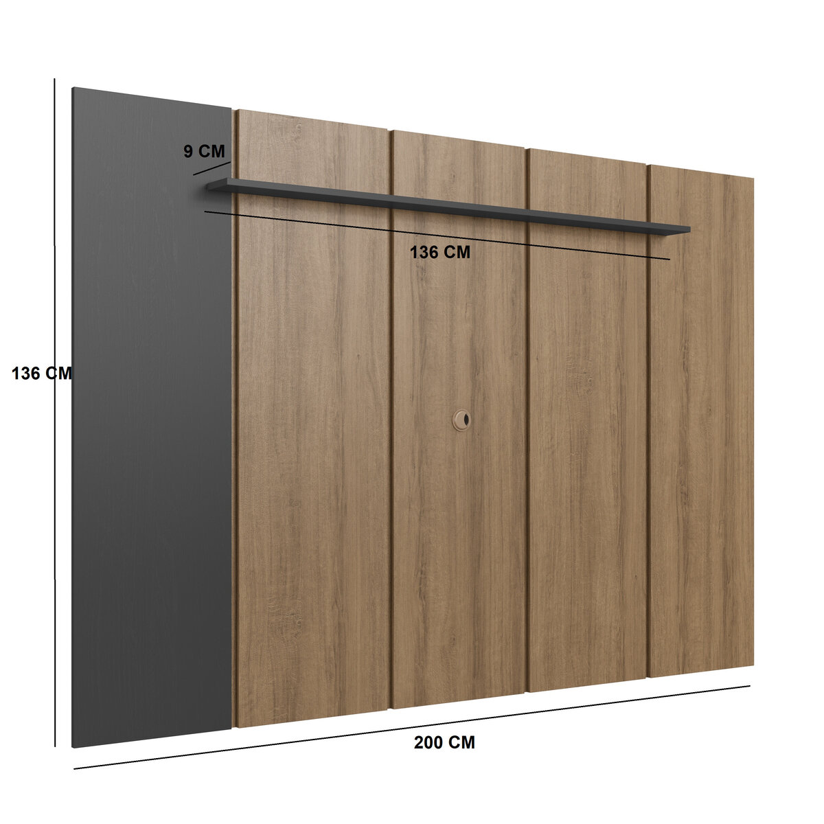 Painel TV até 75'' Sala de Estar 200x136cm 1 Prateleira