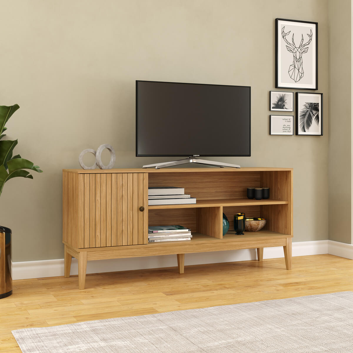 Rack Estilo Retrô para TV até 55 Polegadas 136cm com 1 Porta