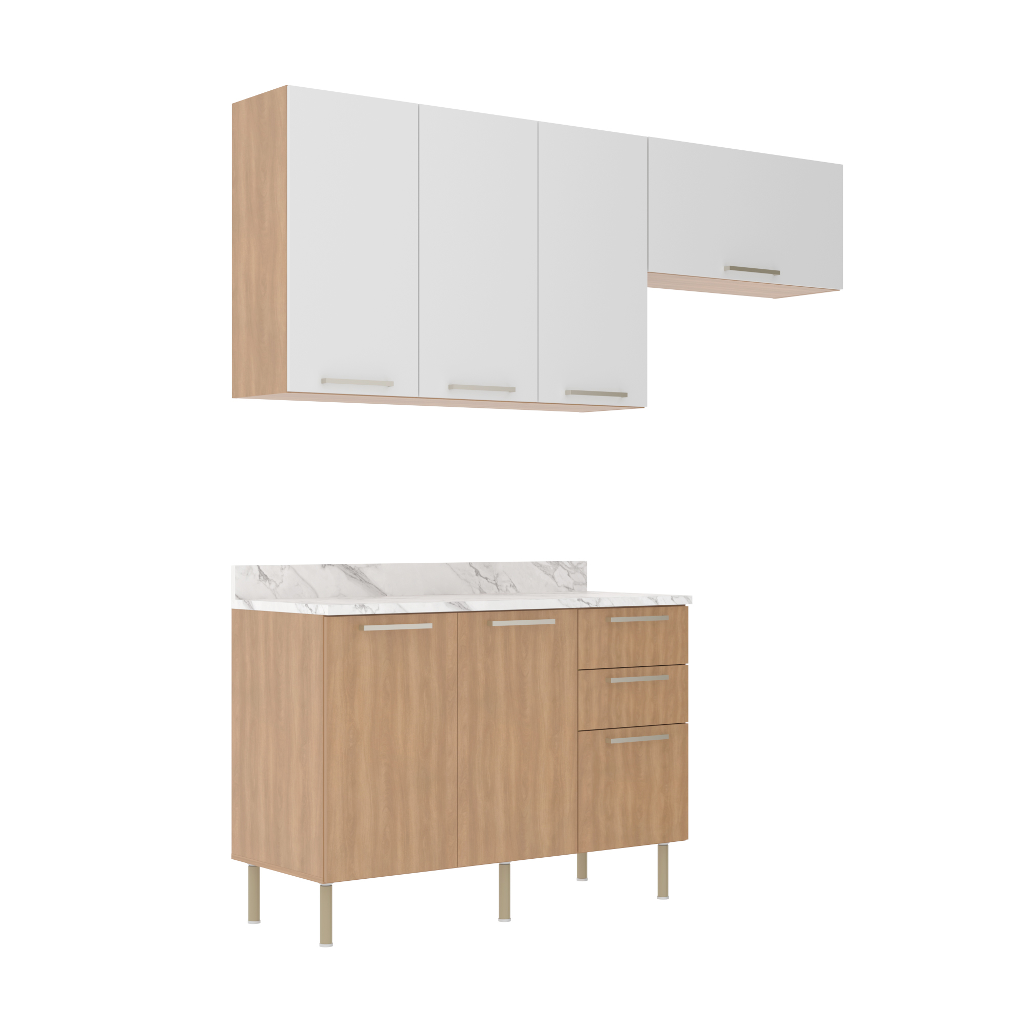 Cozinha Compacta Completa Dália 200cm 6 Portas 3 Gavetas
