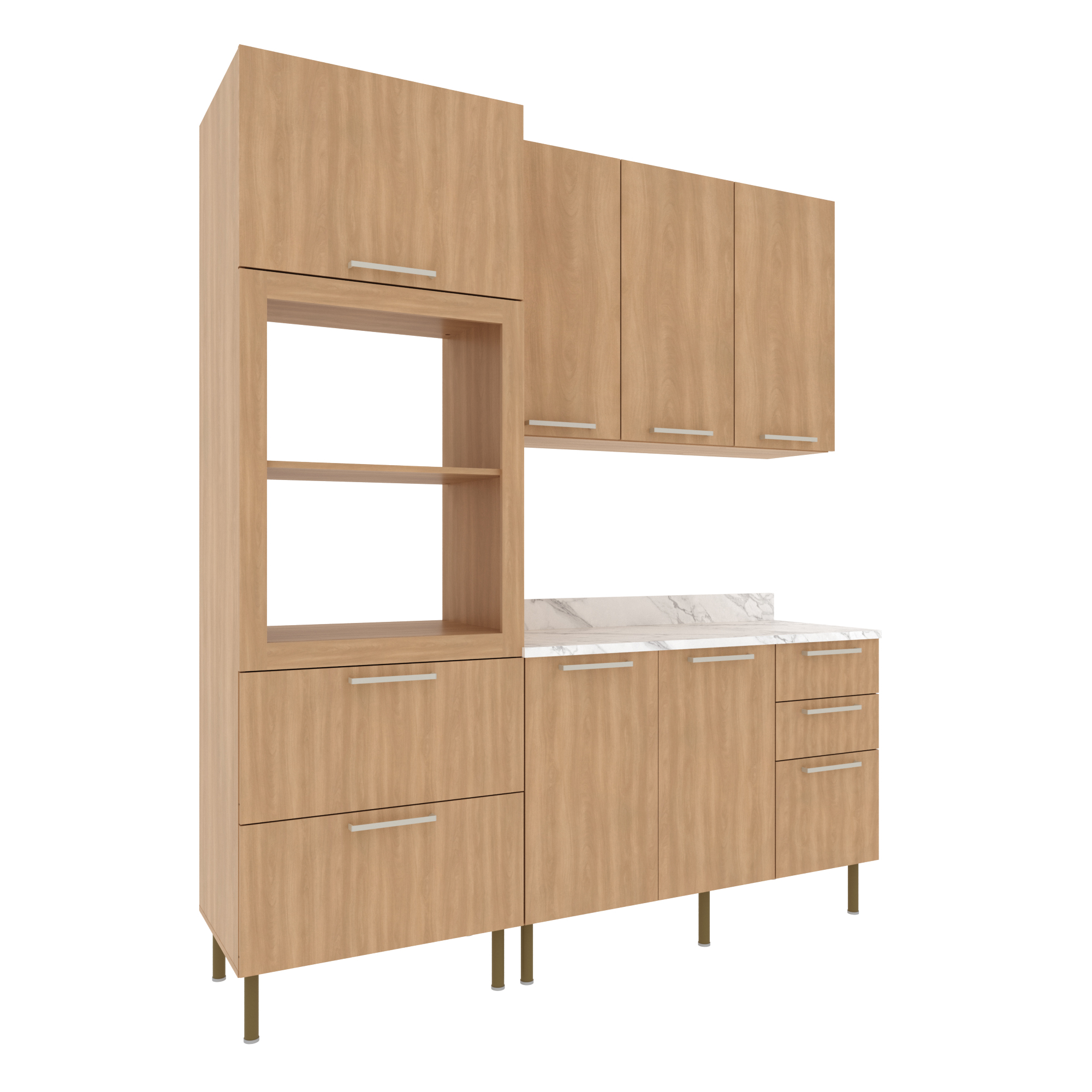 Cozinha Compacta Completa Tulipa 170cm 6 Portas 5 Gavetas