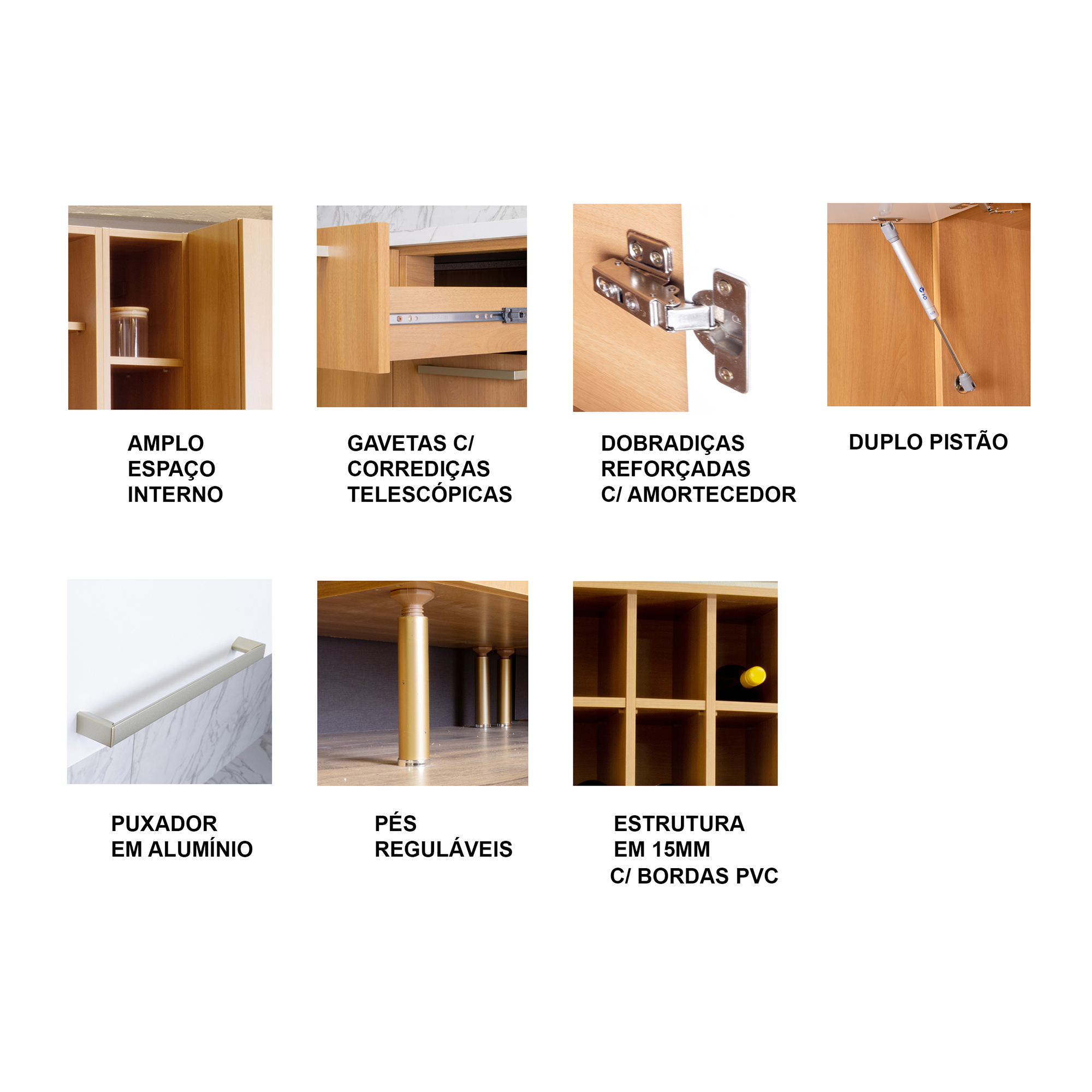 Cozinha Compacta Completa Tulipa 170cm 6 Portas 5 Gavetas