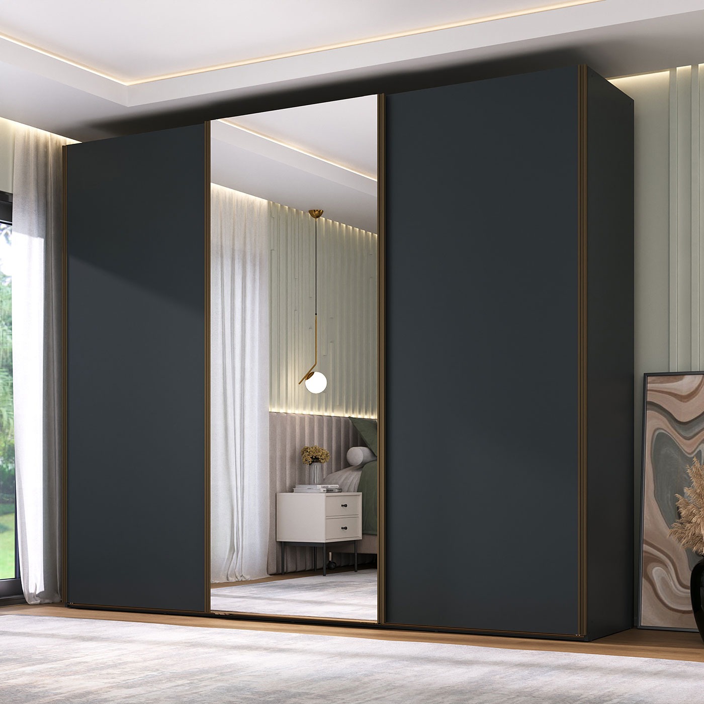 Guarda Roupa Veneto MDF 274,5x230cm 2 Portas Lisas e 1 Porta