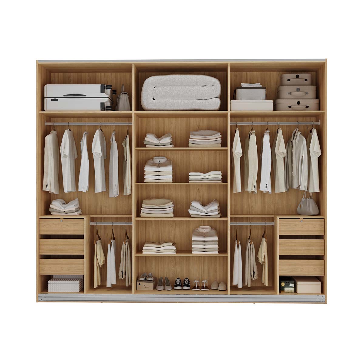 Guarda Roupa Veneto MDF 274,5x230cm 2 Portas Lisas e 1 Porta