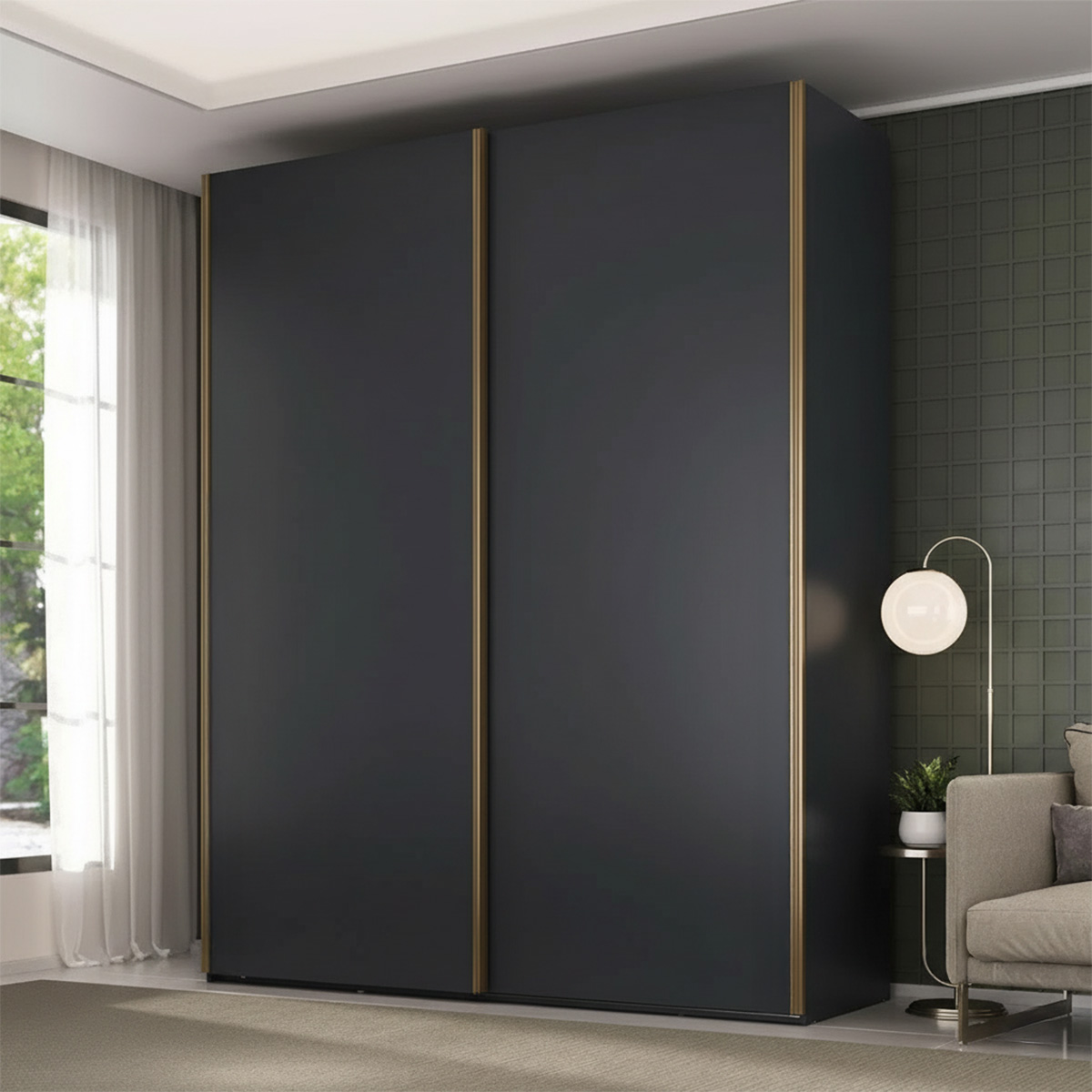 3段クルーンver.2-GRAVITY STORM- Black Edition Guarda Roupa Veneto em MDF 183x230cm 2 Portas 3 Gavetas