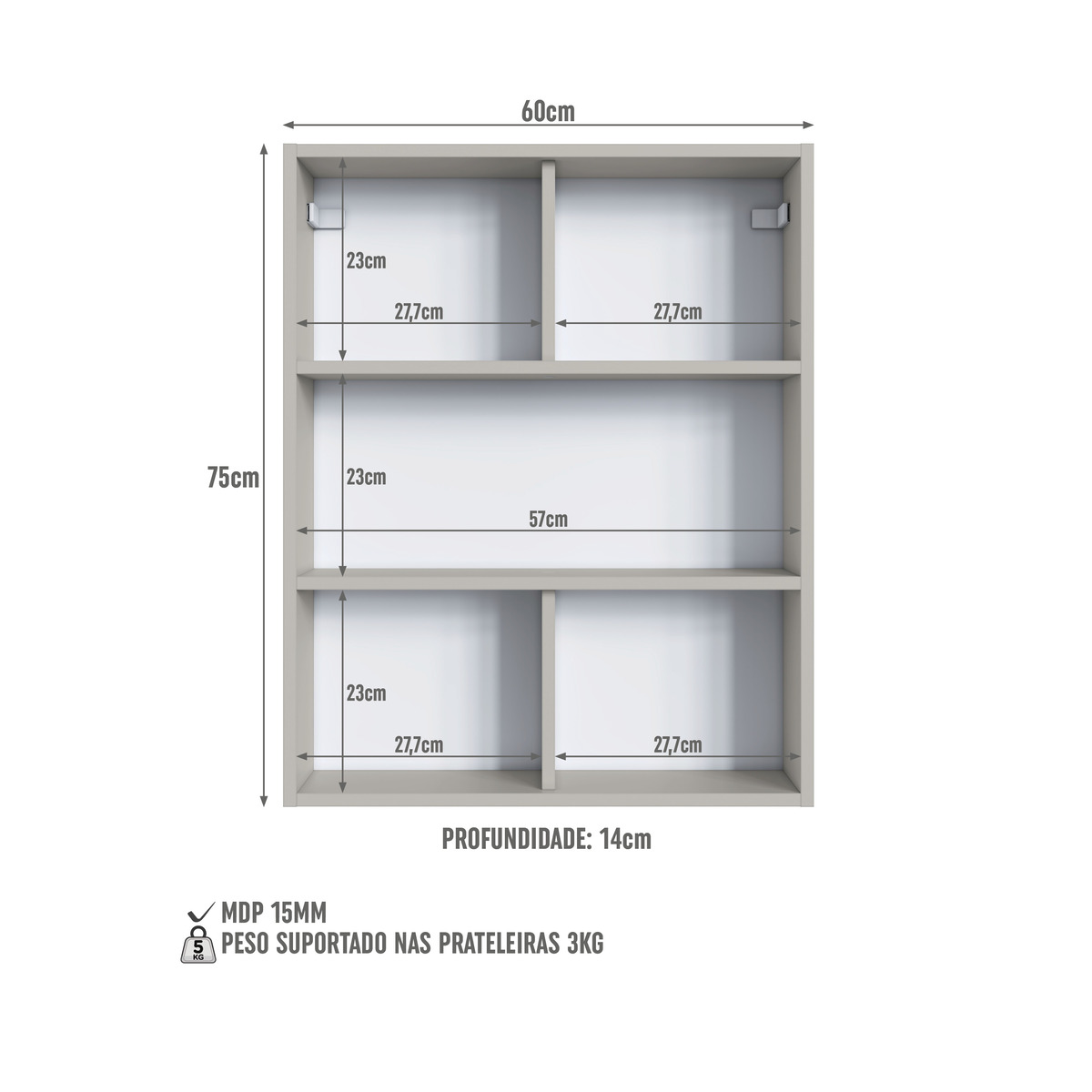 Nicho Organizador Multiuso Suspenso 60cm com Prateleiras