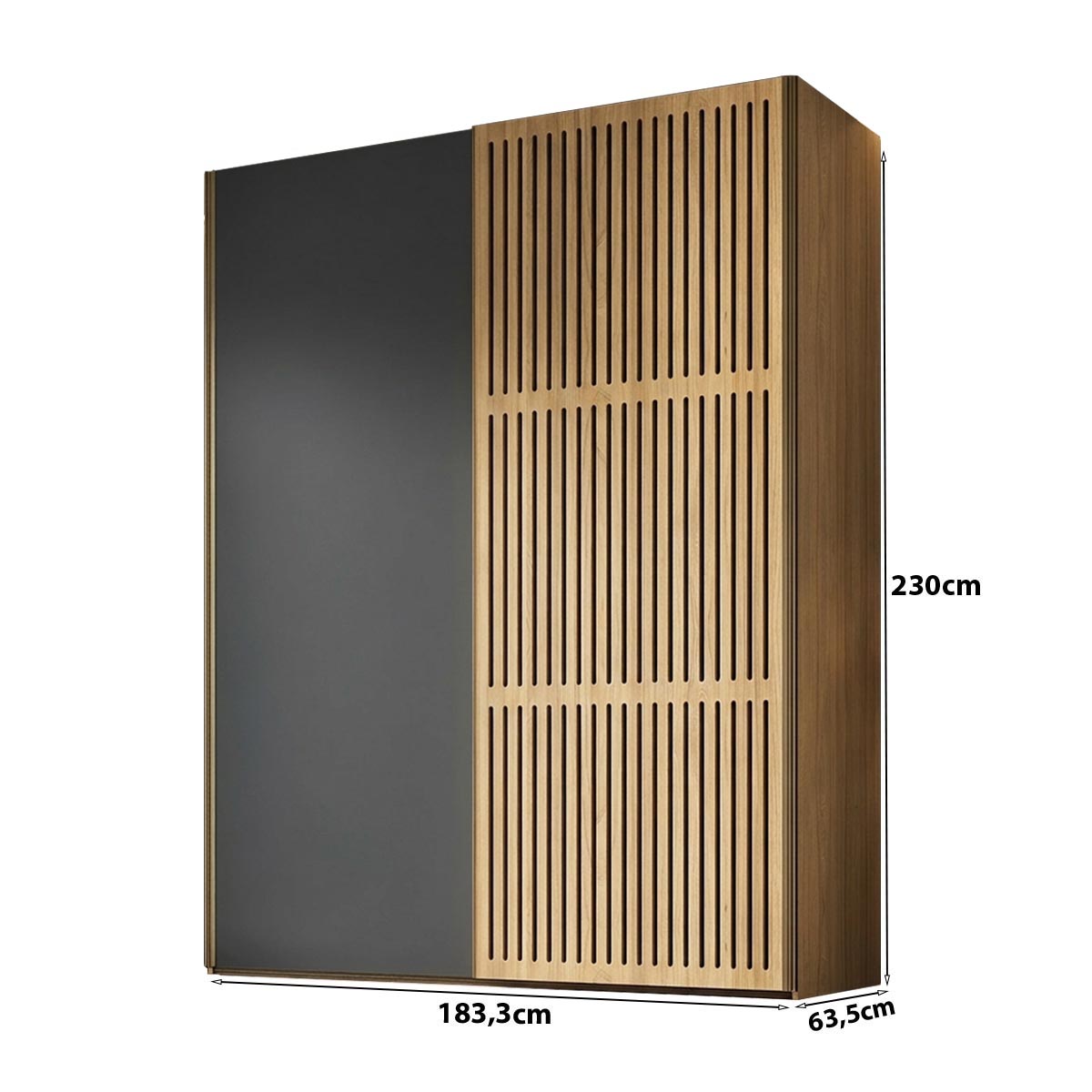 Guarda-Roupas Nilo 183,3cm 2 Portas de Correr Ripada e 100%MDF