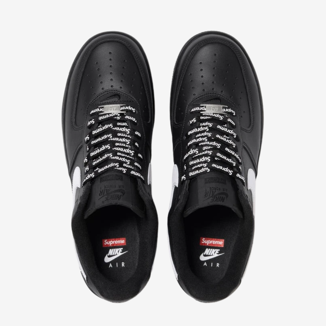 Supreme × Nike AirForce1 Low Black/White Supreme x Nike x Air Force 1 Low White Black - Droper