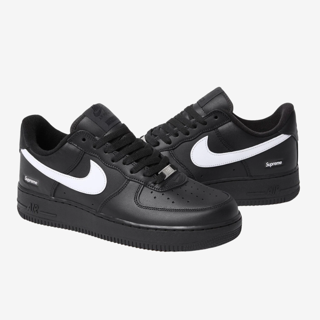 Tênis Nike Air Force 1 Low Supreme Black White - Blackapparel