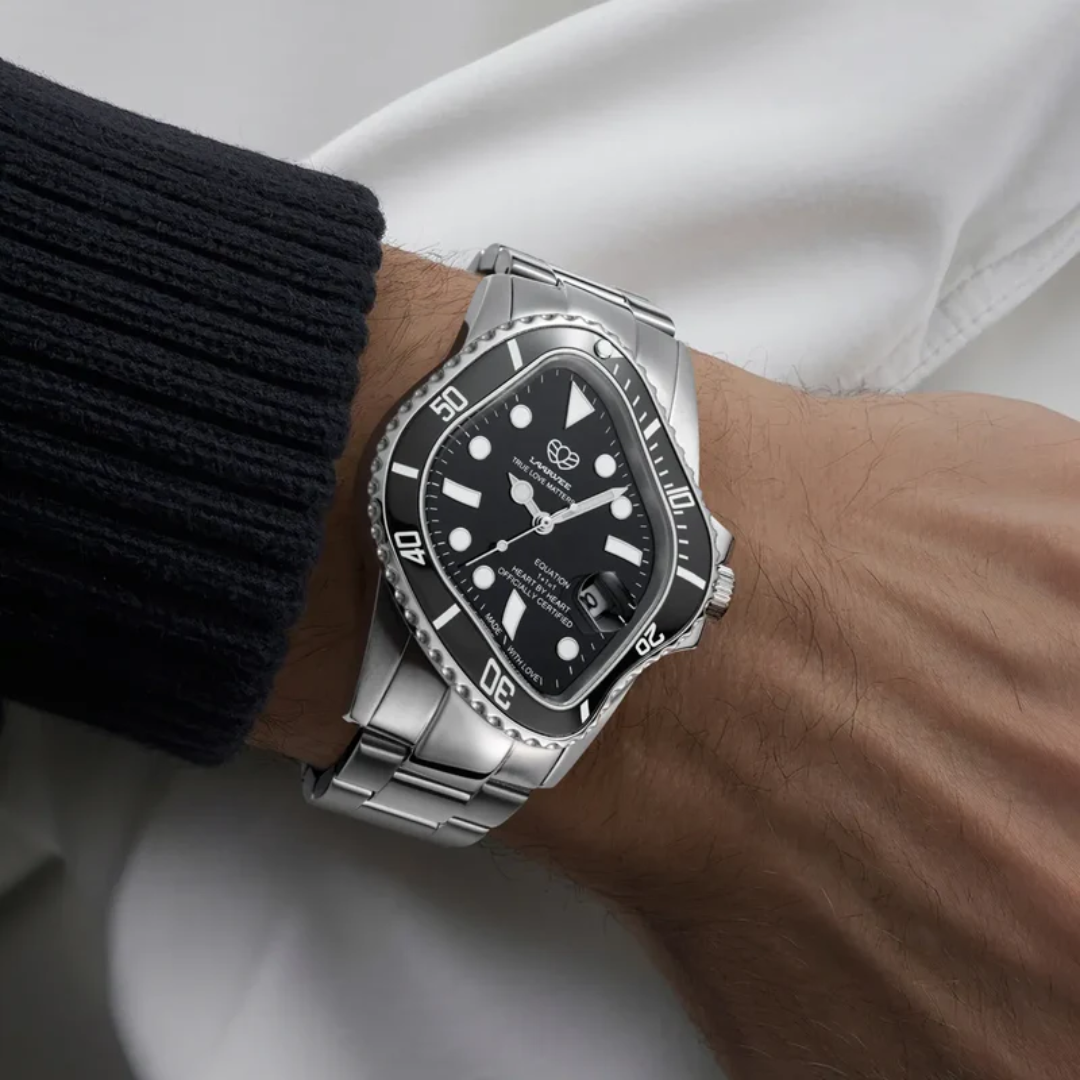 Relógio LAARVEE PEA001 Silver Steel Dial Black | BlackApparel