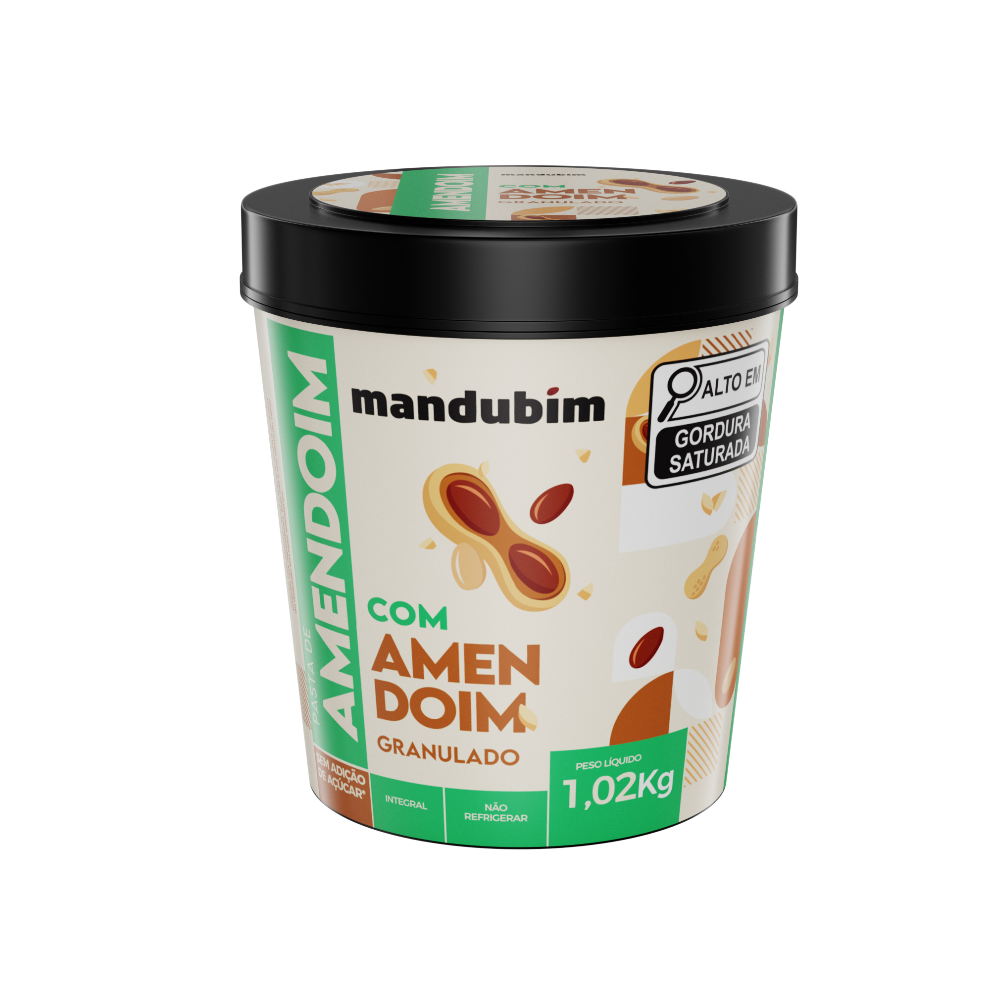 Pasta de Amendoim Integral com Granulado 1,02 Quilos - Loja Online Mandubim